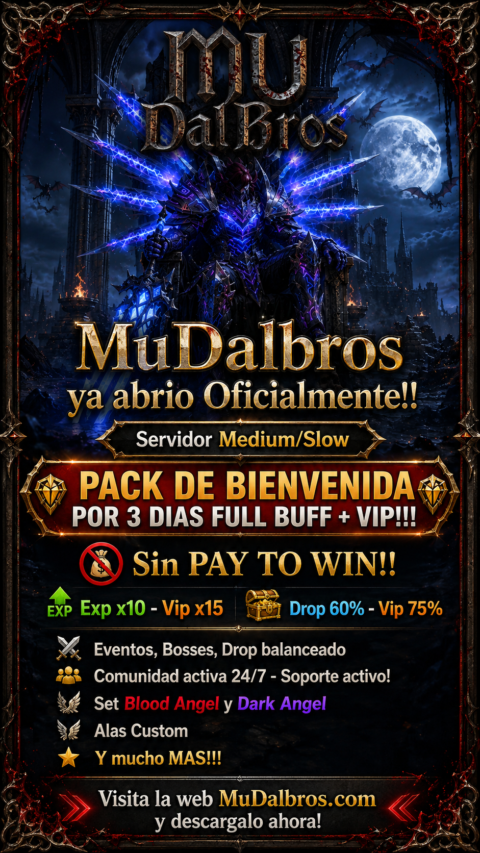 MU DalBros - Pack de bienvenida: 3 dias de buffs al crear un personaje nuevo