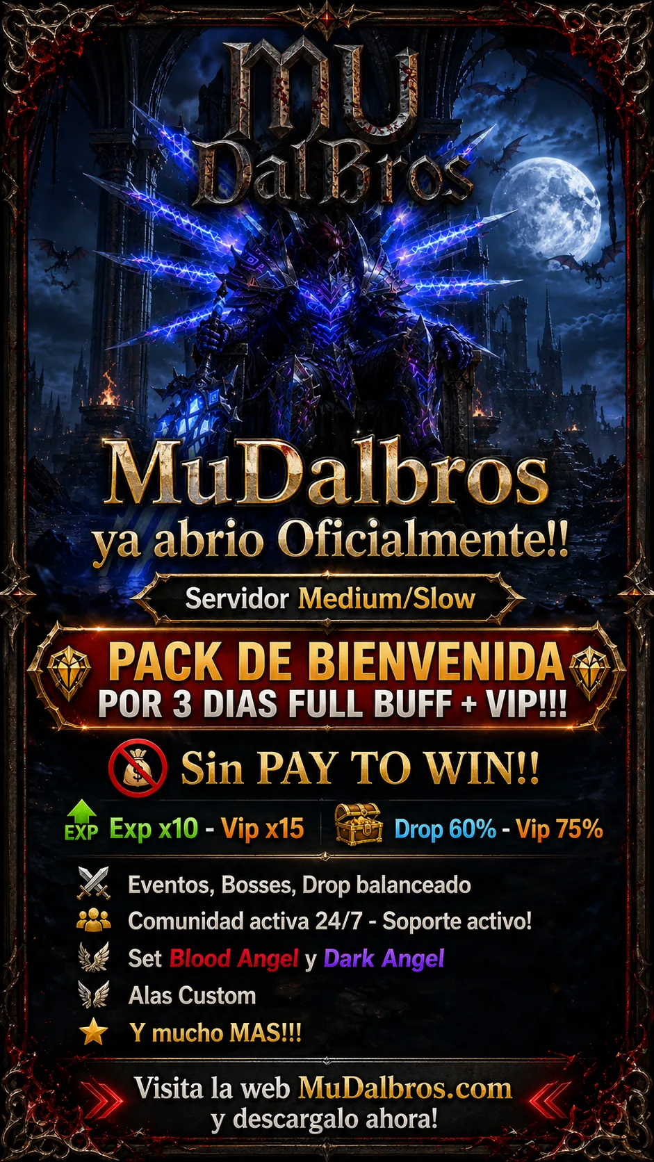 MU DalBros - Pack de bienvenida: 3 dias de buffs al crear un personaje nuevo